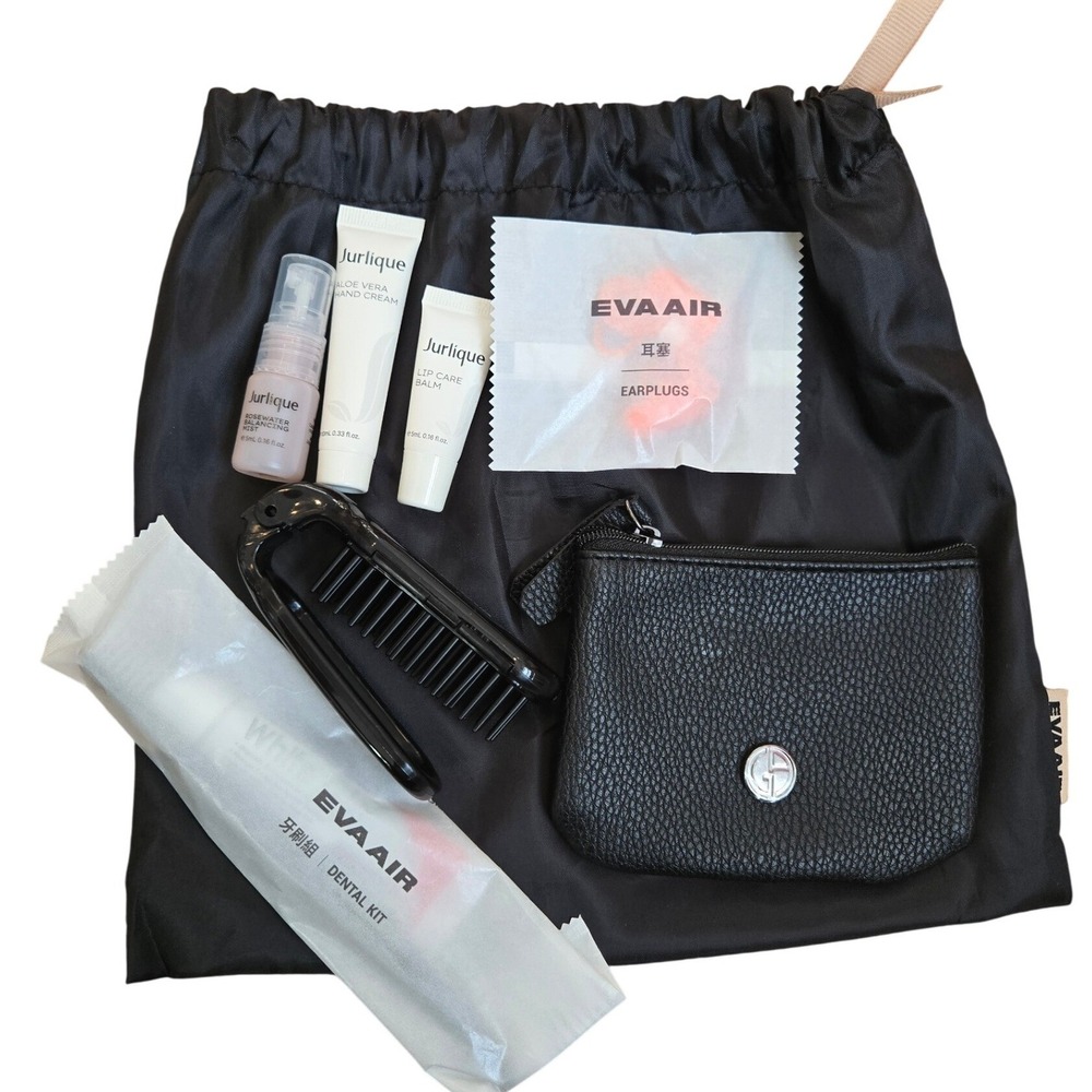 Giorgio Armani Eva Air Business Class Amenity Toiletry Kit Black Travel SET OF 2 - Picture 5 of 10